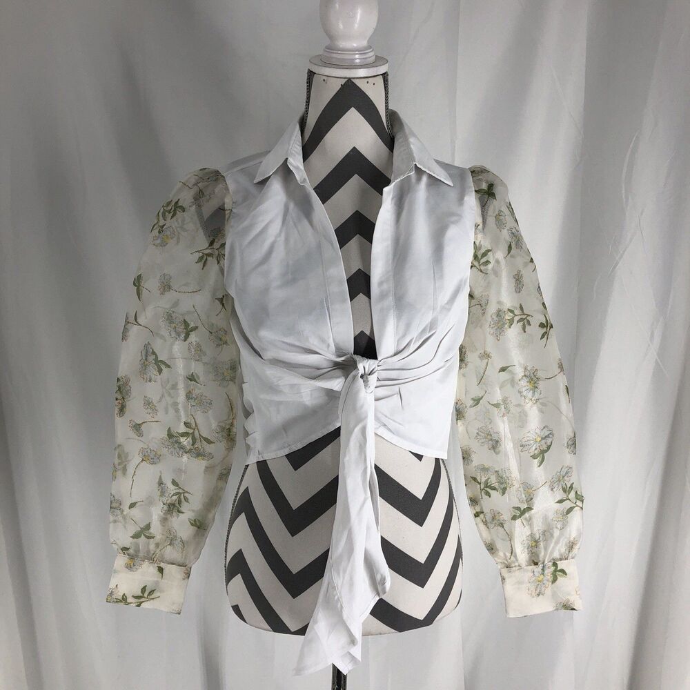 Live 4 Truth Women's Sheer Sleeve Tie Blouse Size Small